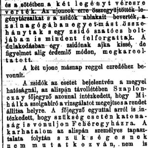 „A máramarosi zsidóhajsza.” (Forrás: Pesti Hírlap, 1882. 10. 05., 4. o.)

